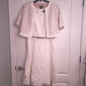 Vintage  90's Jessica Howard Cream Sheath Dress with Lace Jacket